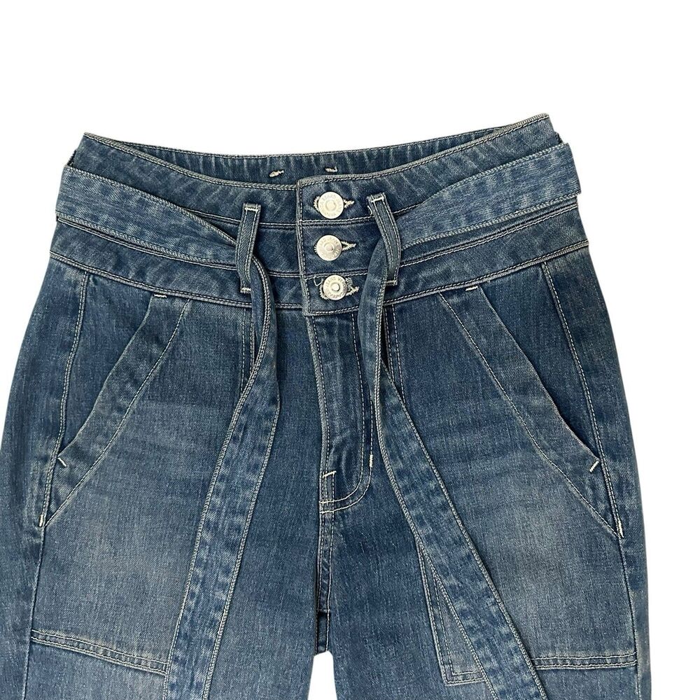 Veronica Beard Jeans Women's 25x28 Blue Logan Slim Straight Extra High-Rise Belt - Picture 4 of 14